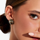 Enamel Round Stud Earrings – 18K Gold Plated large