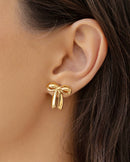 2.0 cm Plain Bow Earring 18K Gold Plated