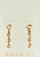 Golden Heart Chain Drop Earrings Médium