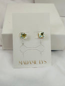 Boucle d’oreille Puces Carrées Cristal