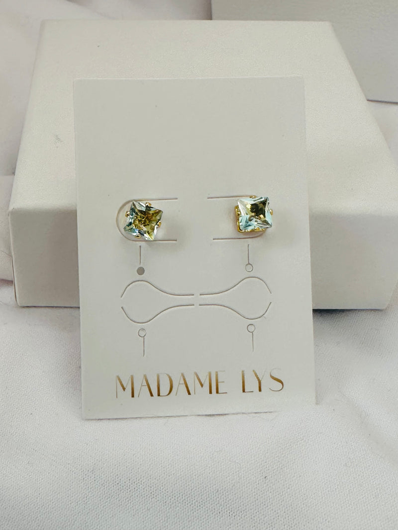 Boucle d’oreille Puces Carrées Cristal