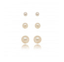 Triple Pearl Stud Earrings – 18K Gold Plated