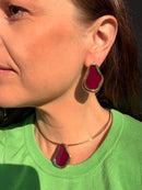 Ensemble collier rigide + pendentif + boucles d’oreilles marsala