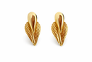 Boucle d’oreille feuille sculptée plaqué or 18K