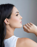 Click Hoop Earring Studded Crystal 1.2 cm 18K Gold Plated