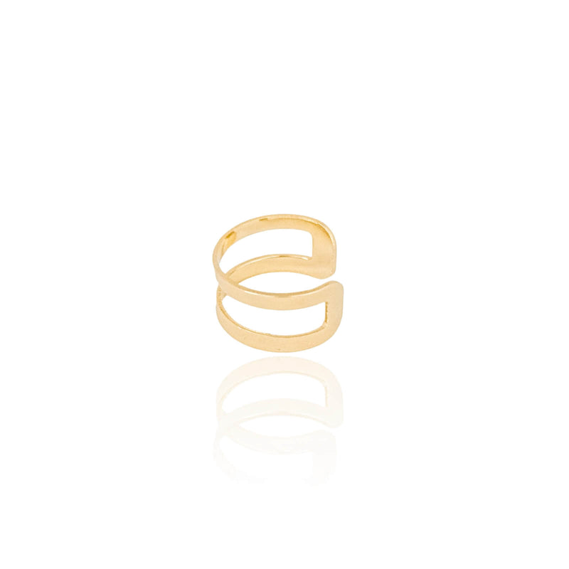 Piercing Fake Deux Filets Lisses Plaqué Or 18K
