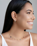 Gold Plated Link Choker with Colourful Drops and Crystal Accents