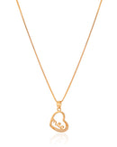 Mother's Heart Necklace Studded with Crystal 18K Gold Plated - 45 cm