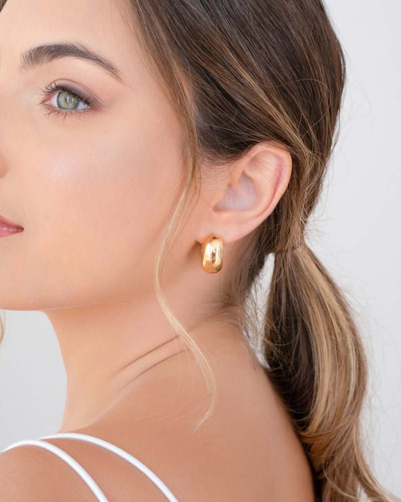 Bold Dome-Shaped Gold Plated Hoop Earrings – 2 cm
