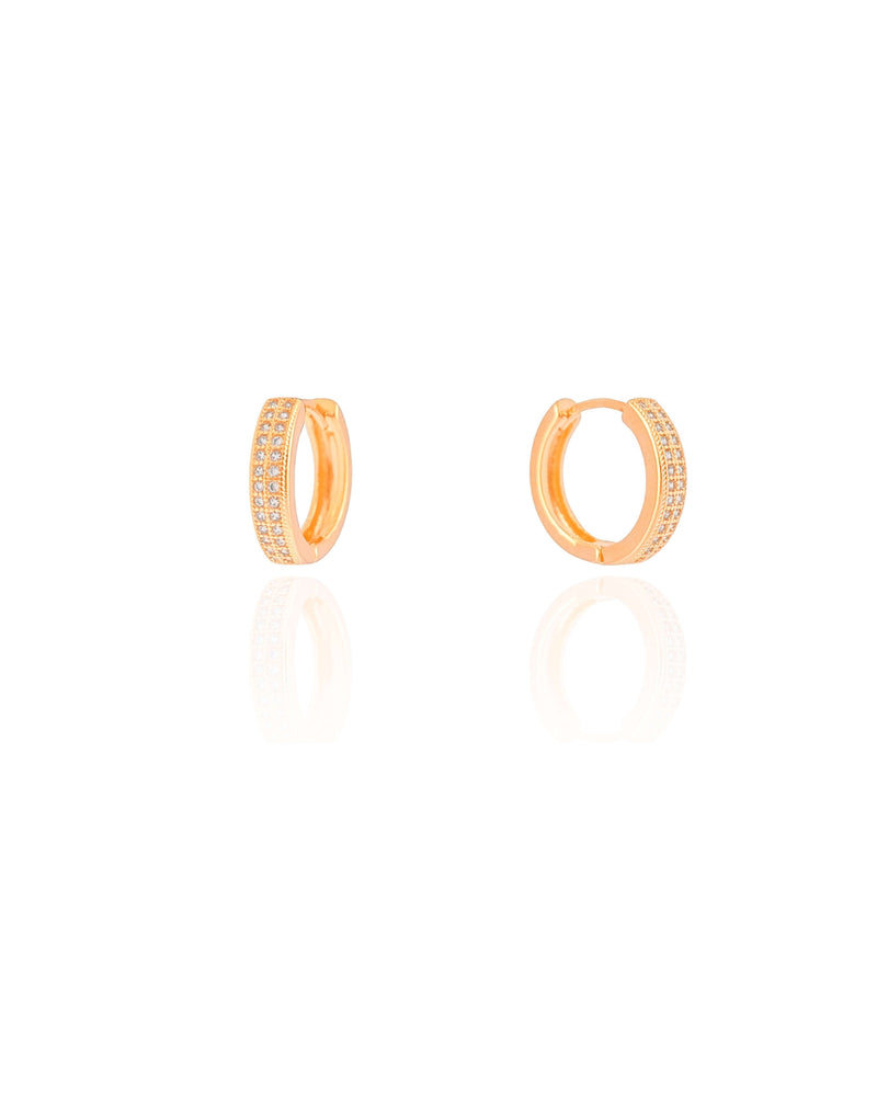 Click Hoop Earring Studded Crystal 1.4 cm 18K Gold Plated