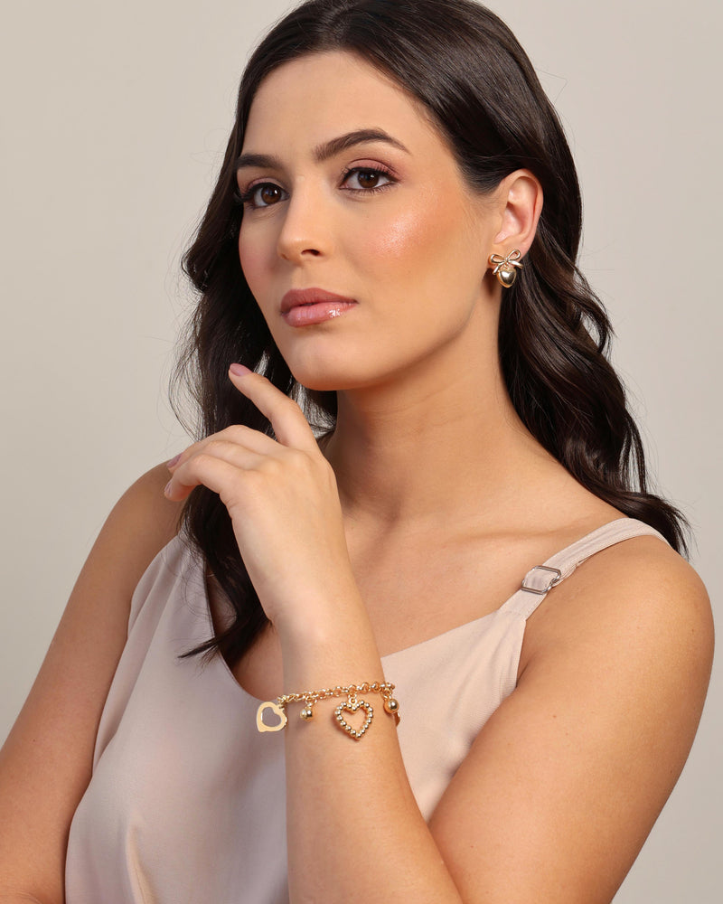 Smooth Heart Bow Earring 2.0 cm 18K Gold Plated