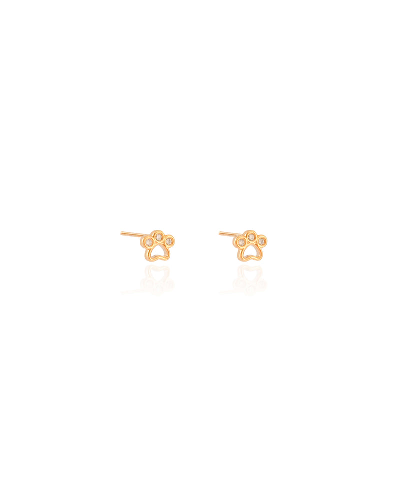 Pet Paw Earring Studded with Crystal 6 mm 18K Gold Plated