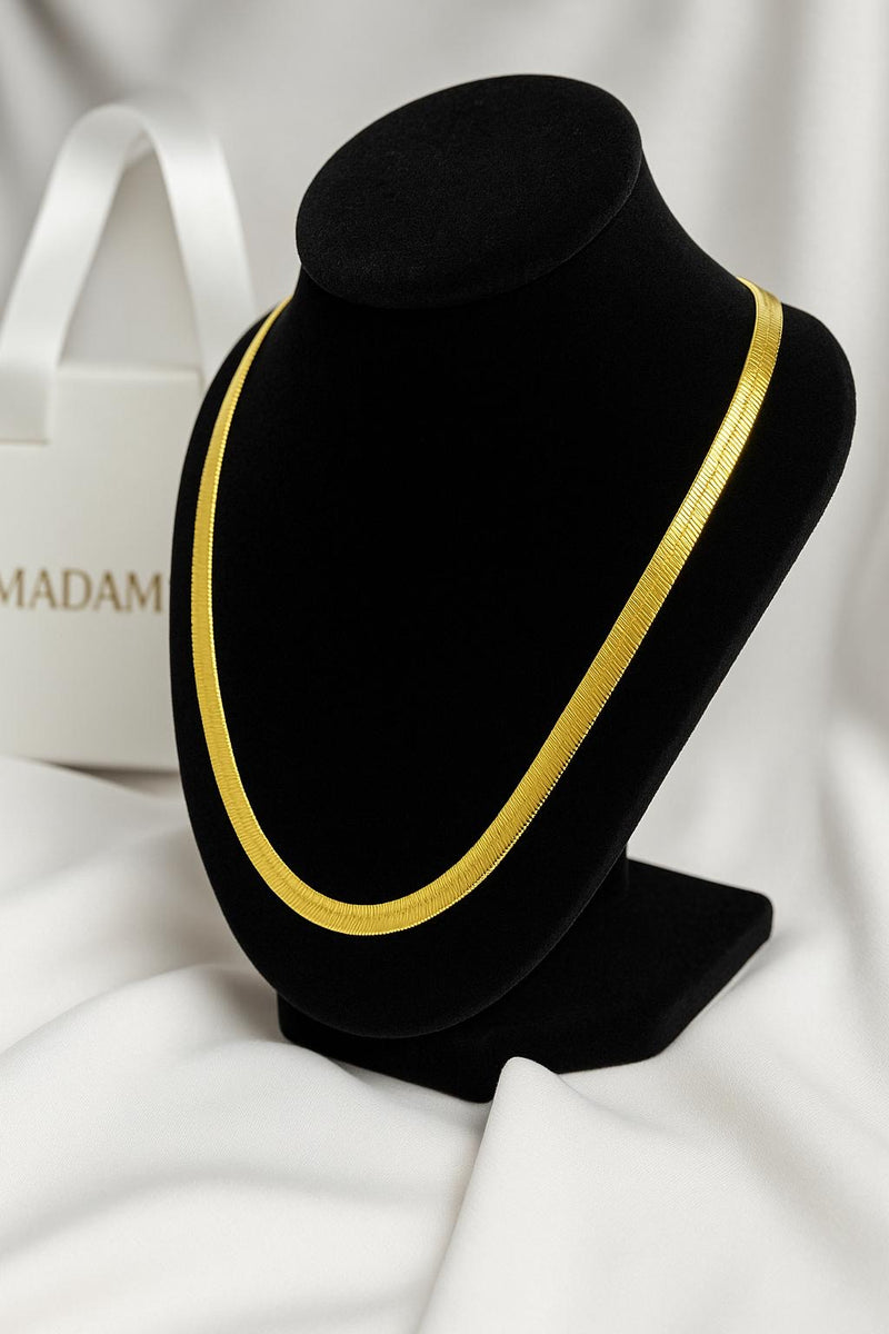 18K Gold Plated 5mm Thick Mesh Ribbon Necklace