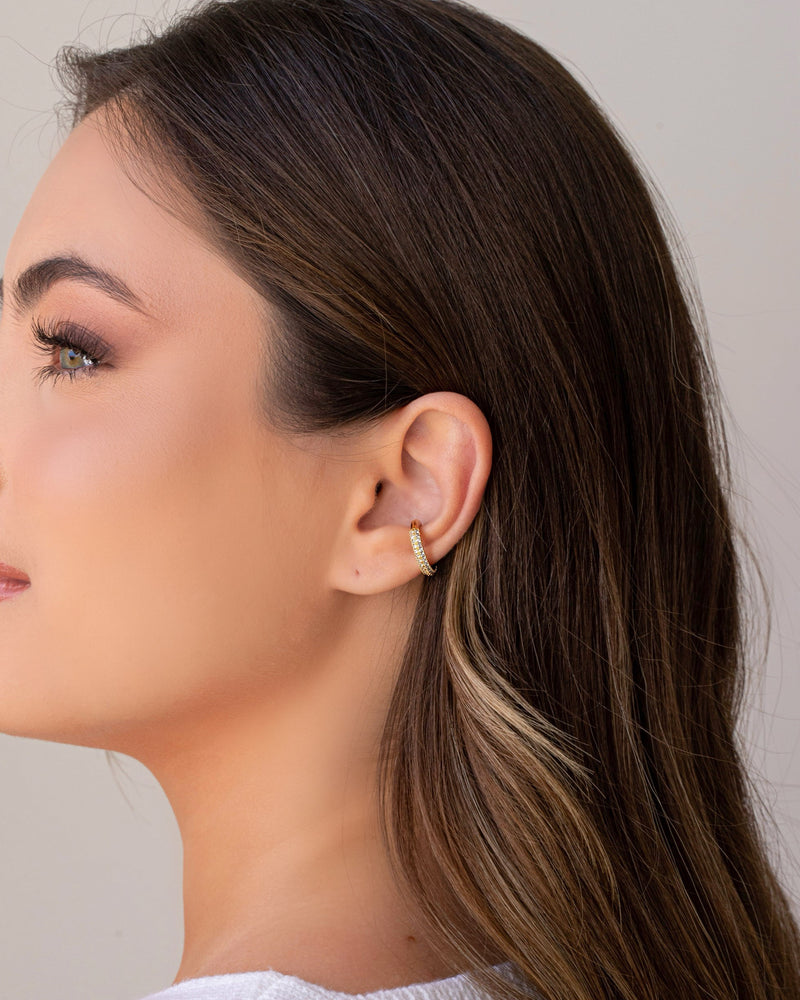 18K Gold Plated Crystal Studded Piercing Fake