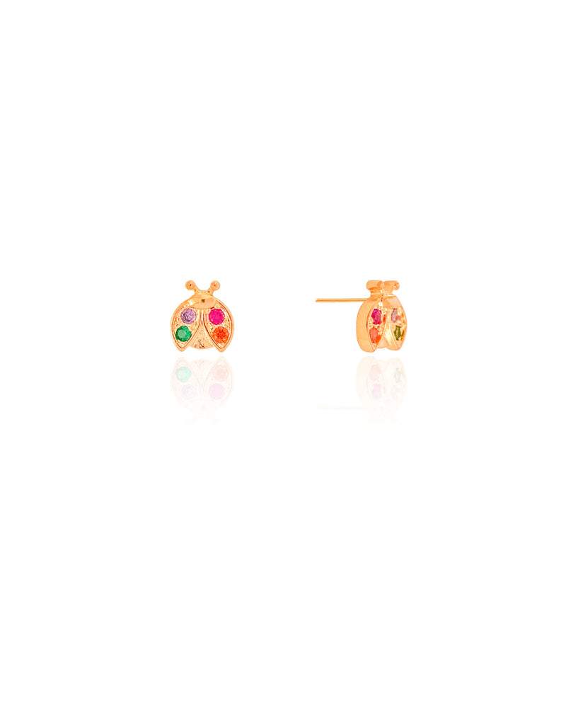 18K Gold Plated Colorful Ladybug Kids Earrings