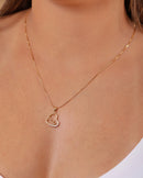 Mother's Heart Necklace Studded with Crystal 18K Gold Plated - 45 cm