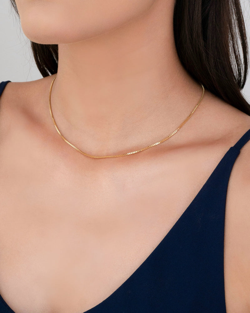 18K Gold Plated 1mm Venetian Chain Necklace