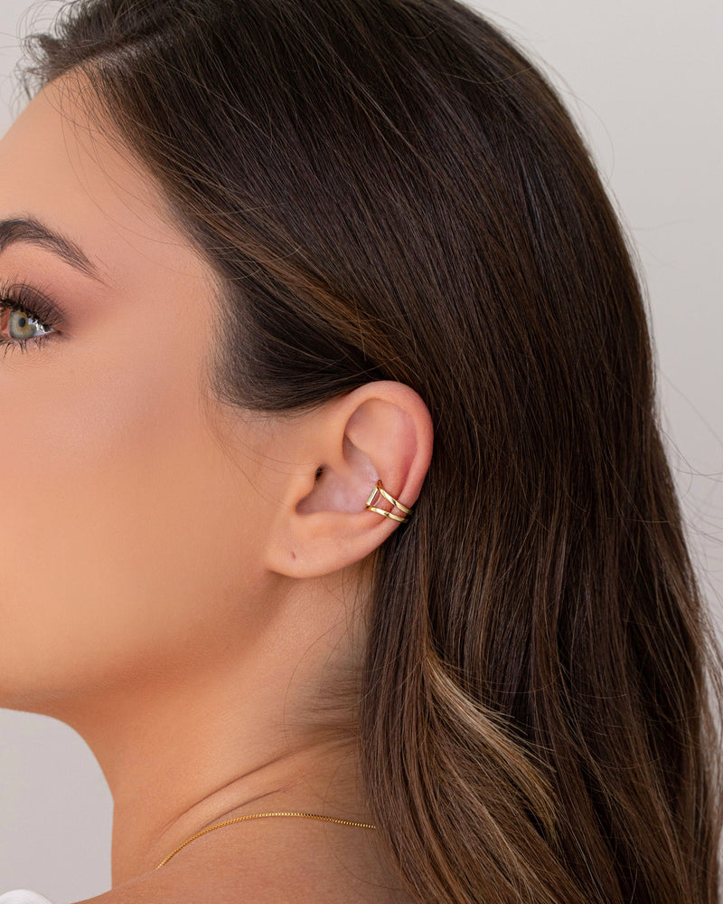 Piercing fake golden plated double