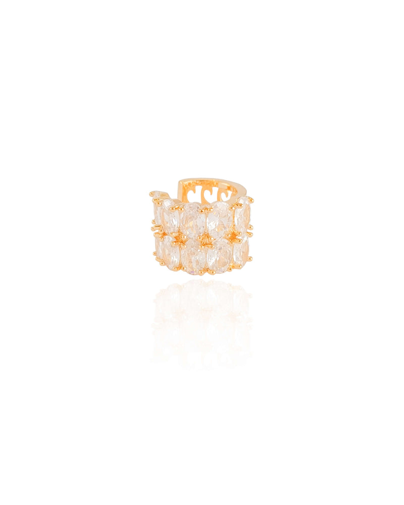 18K Gold Plated Crystal Oval Piercing