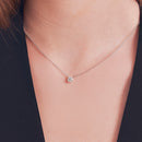 Collier avec pierre moissanite 5 mm – Argent rhodié