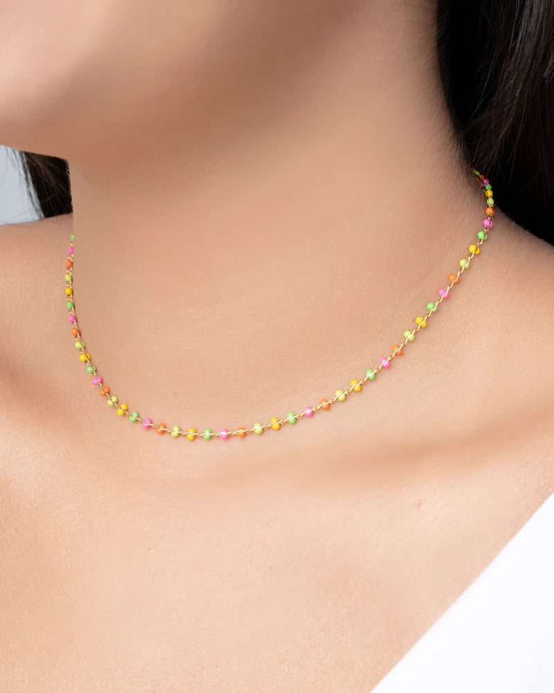 Choker coloré 2 mm plaqué or 18k