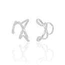 Sleek X-Shaped White Rhodium  Ear Cuff
