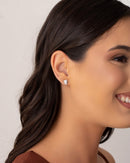 White Rhodium Plated Leaf Pavé Earrings