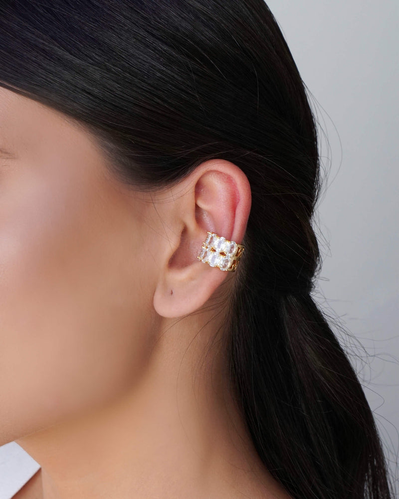 18K Gold Plated Crystal Oval Piercing
