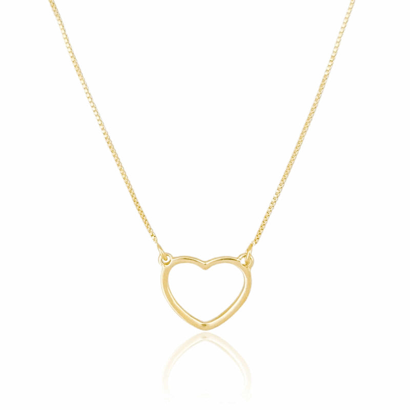 Children's Necklace with Hollow Heart, Smooth, 18K Gold Plated