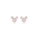 Mickey Earrings with Pink Quartz and Micro Zirconia – White Rhodium Plated