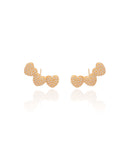 Ear Cuff Corações Cravejados Cristal Banhado a Ouro 18K