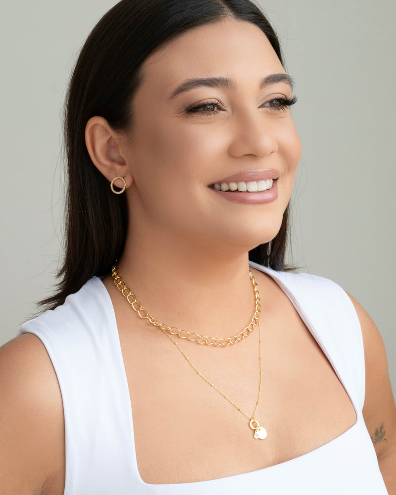 Necklace Details Round Pendant Light Point 18K Gold Plated