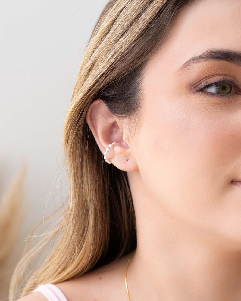 Gold Plated Pearl Accent Ear Cuff
