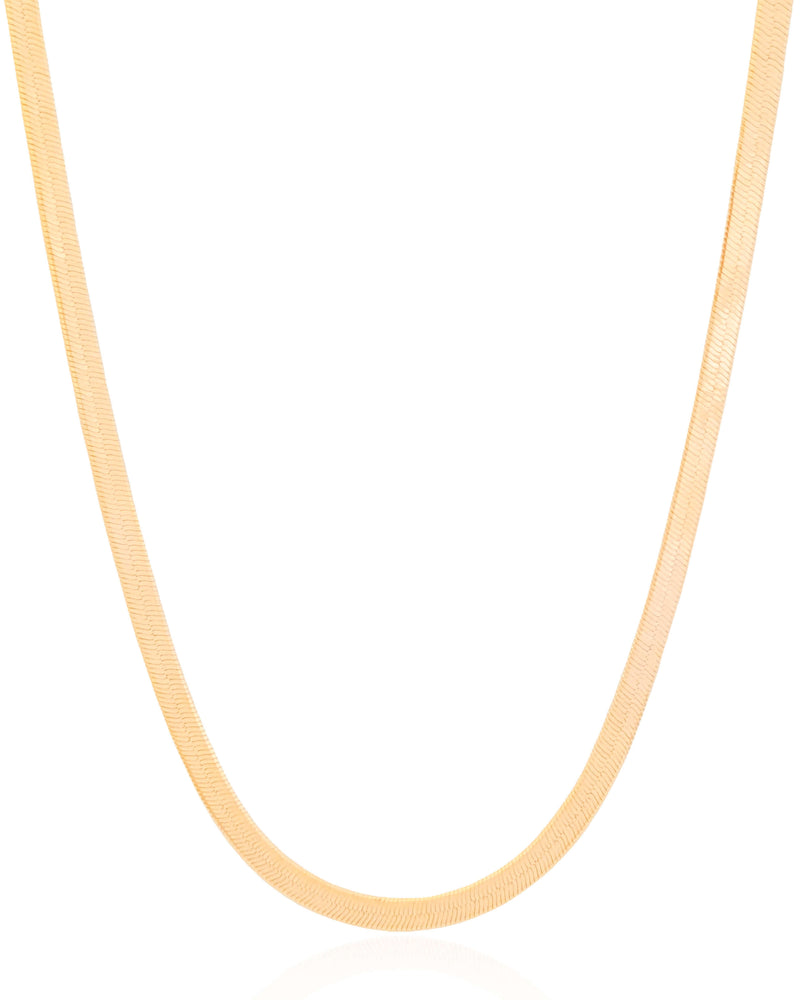 18K Gold Plated 5mm Thick Mesh Ribbon Necklace