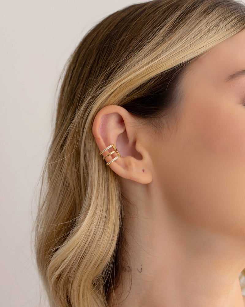 18K Gold Plated Crystal Studded Piercing Fake