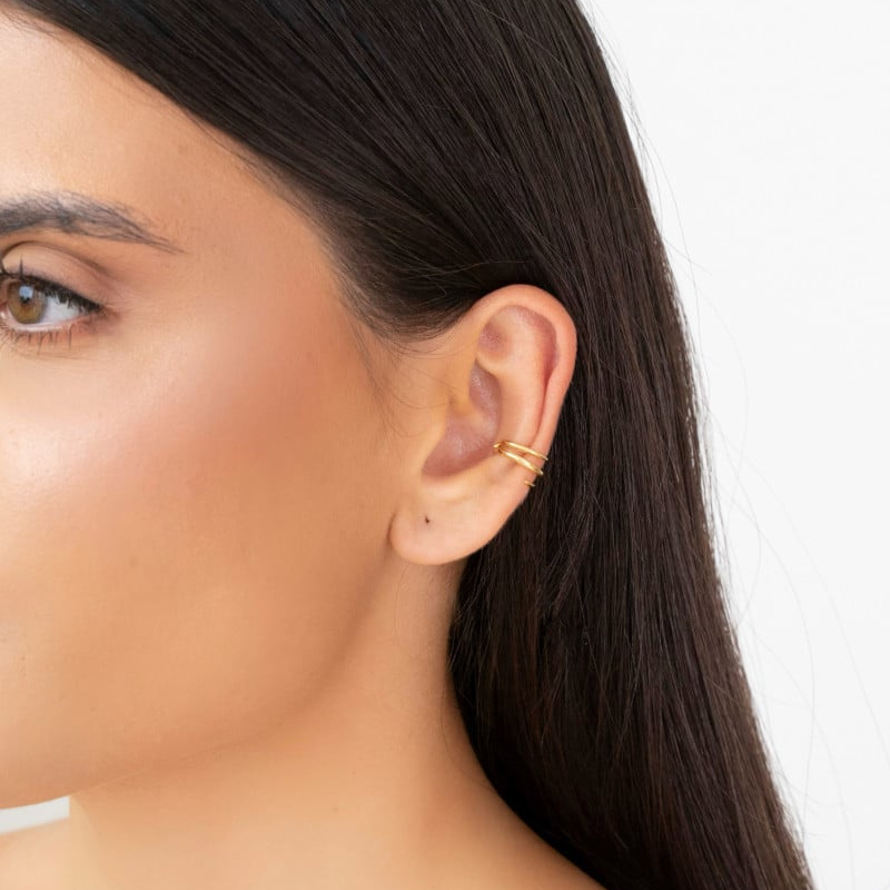 Piercing Fake Three Smooth Threads 18K Gold Plated