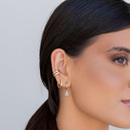 Click Hoop Earring Studded Crystal 1.2 cm 18K Gold Plated