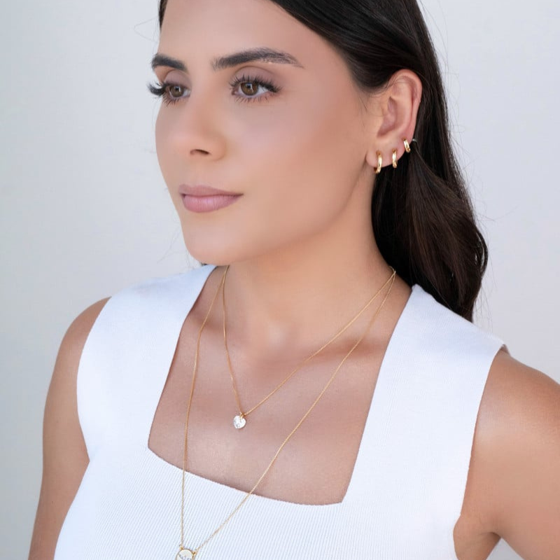 18K Gold Plated Venetian Chain Necklace with Crystal Drop Pendant