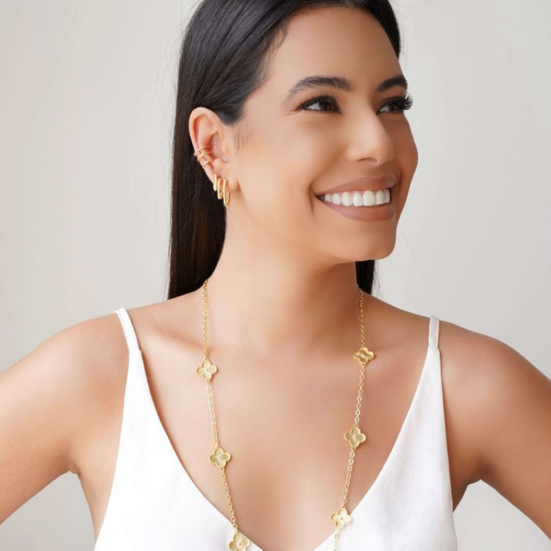 18K Gold Plated Triple Smooth and Twisted Band Piercing