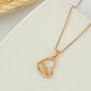 Mother's Heart Necklace Studded with Crystal 18K Gold Plated - 45 cm