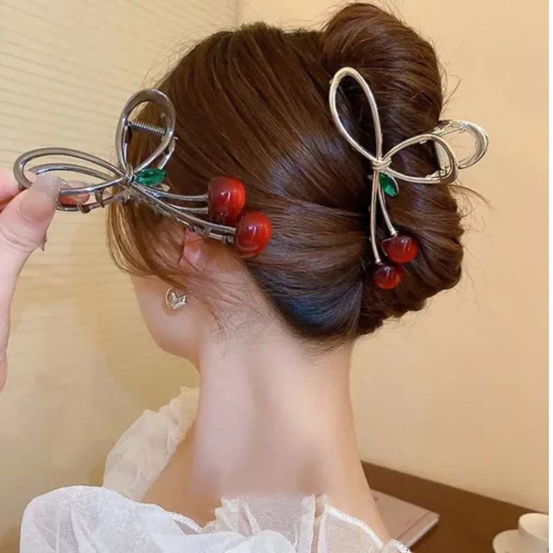 Cherry Metal Hair Clip