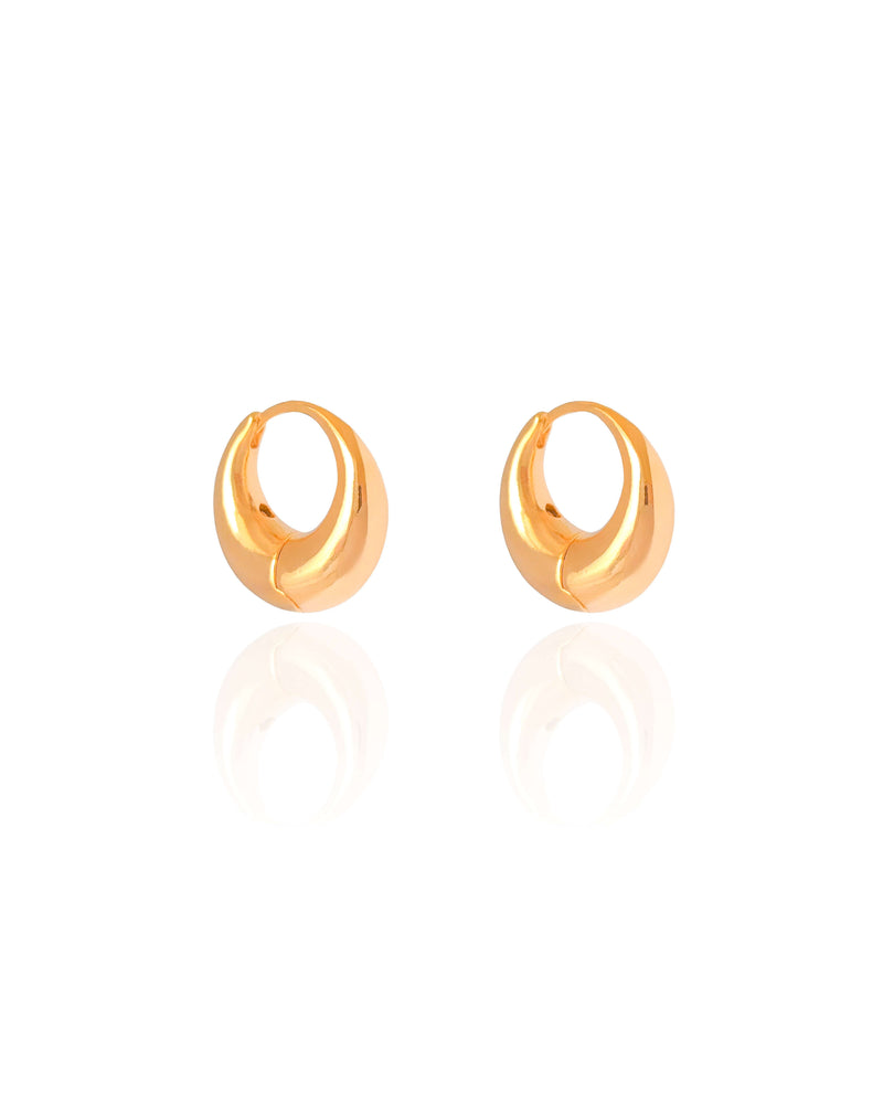 18K Gold Plated Smooth Rounded Click Hoop Earrings – 1.6 cm