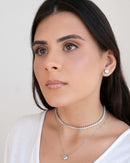 Riviera Crystal Choker in White Rhodium