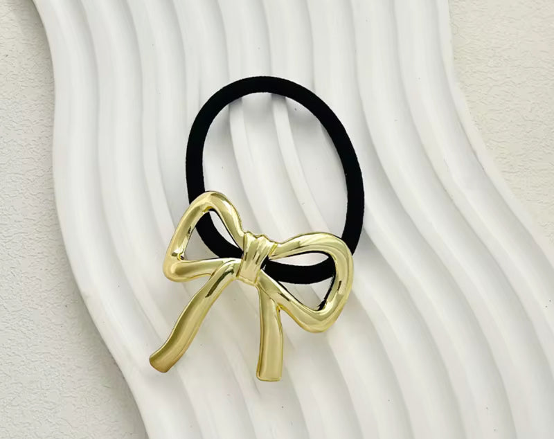 Golden Bow Hair Tie – Elegance Edition