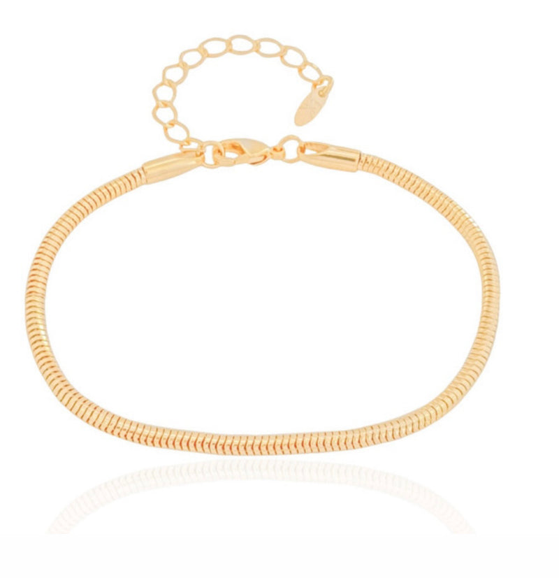 Pulseira Rabo de Rato 4 mm Banhado a Ouro 18K