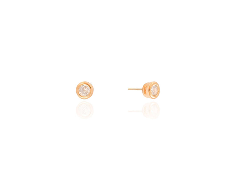 Brinco Ponto de Luz Cristal 5 mm Banhado a Ouro 18K