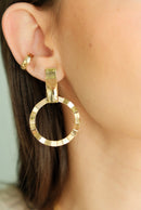 Boucles d’oreilles anneau géométrique texturé plaquées or 18K