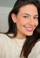 18K Gold Plated Crystal Studded Detailed Piercing Fake