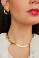 18K Gold Plated Crystal Studded Detailed Piercing Fake