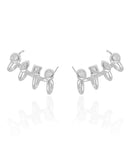 18K Gold Plated Crystal Geometric Ear Cuff Rhodium Blanche